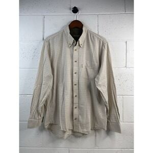Barbour  Check Shirt Men's  Large Cream Button Down Long Sleeve Cotton